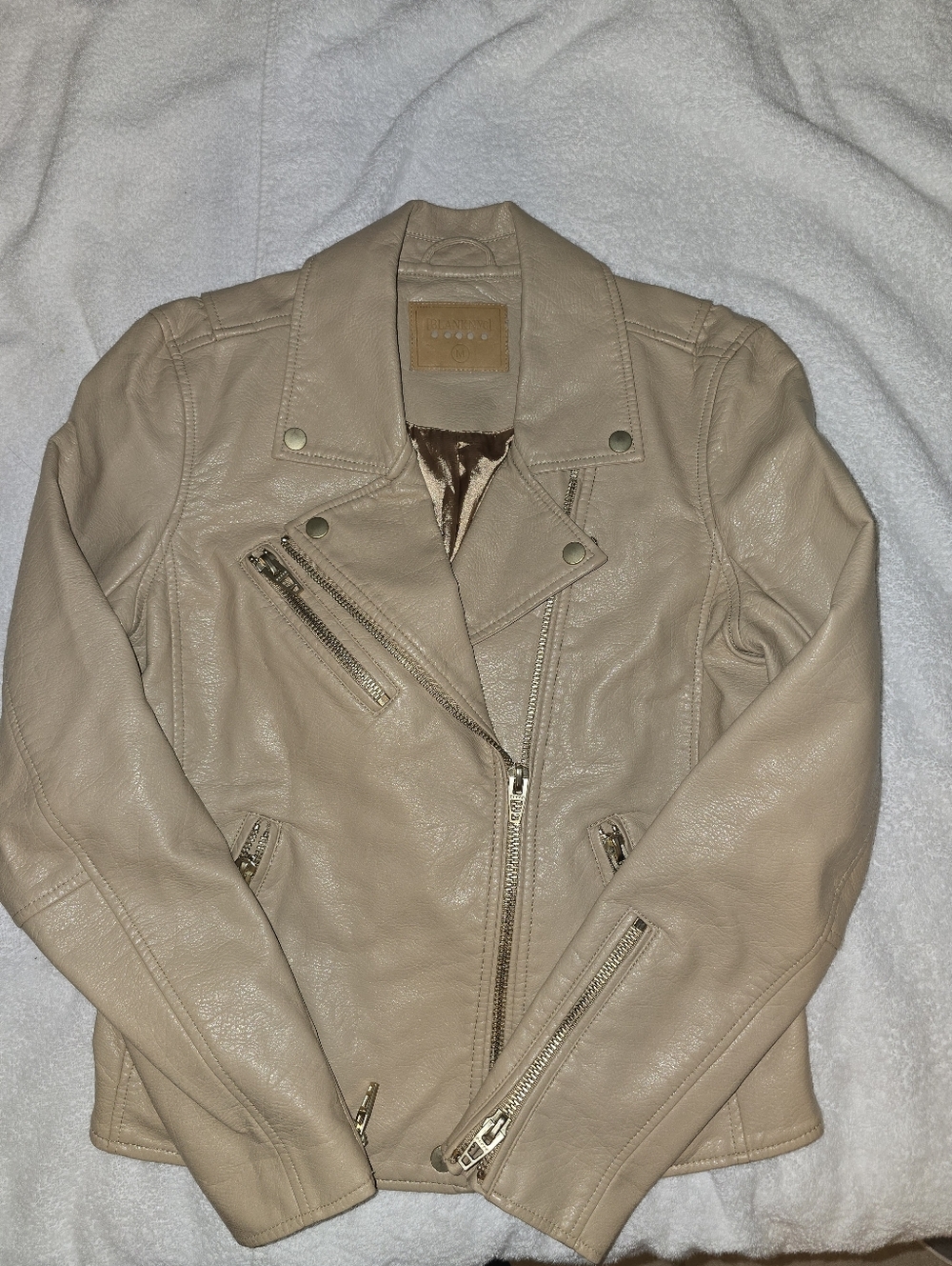 BlankNYC Women’s Tan Moto Jacket - Stylish Biker Coat